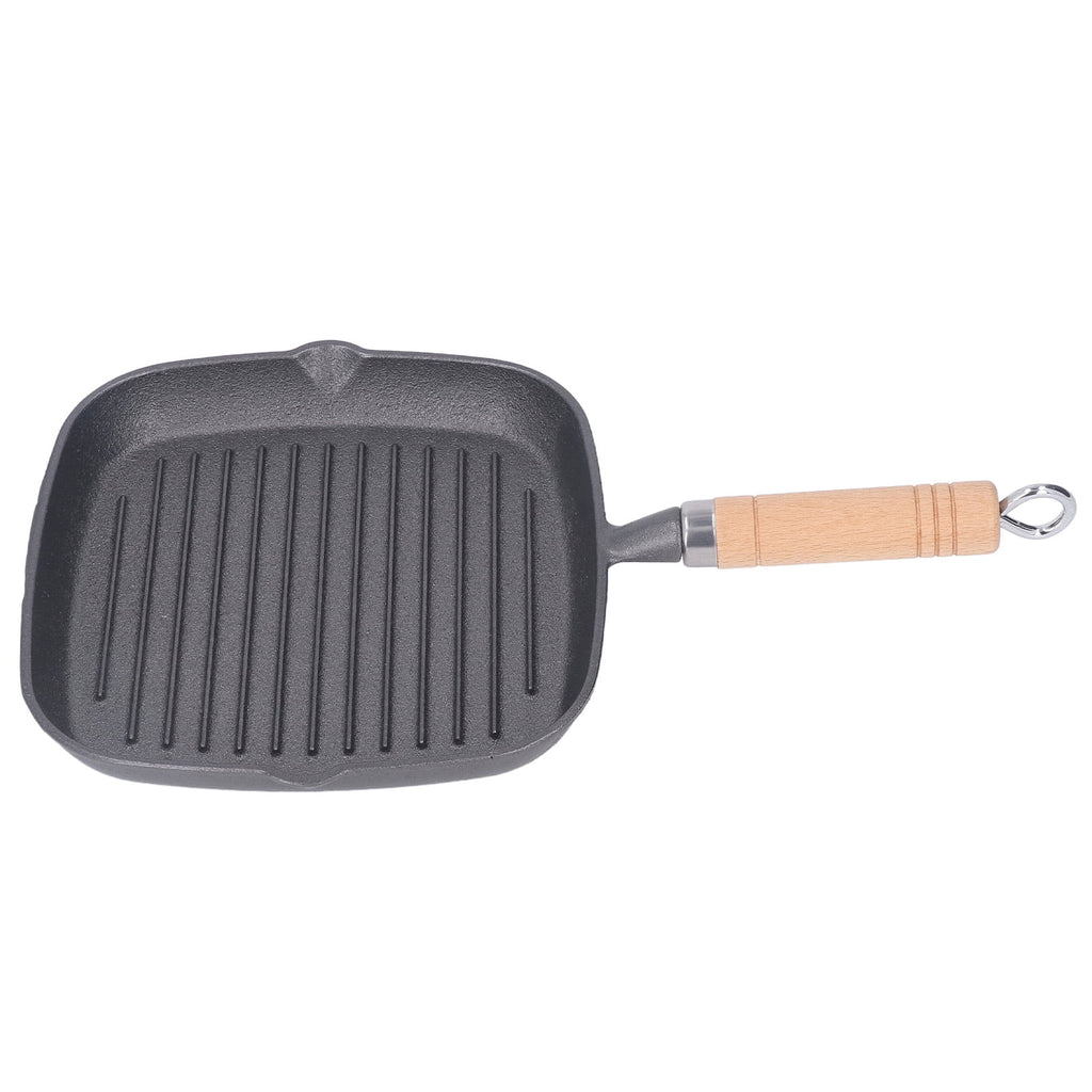 Cast Iron Grill Pan with Wooden Handle C756