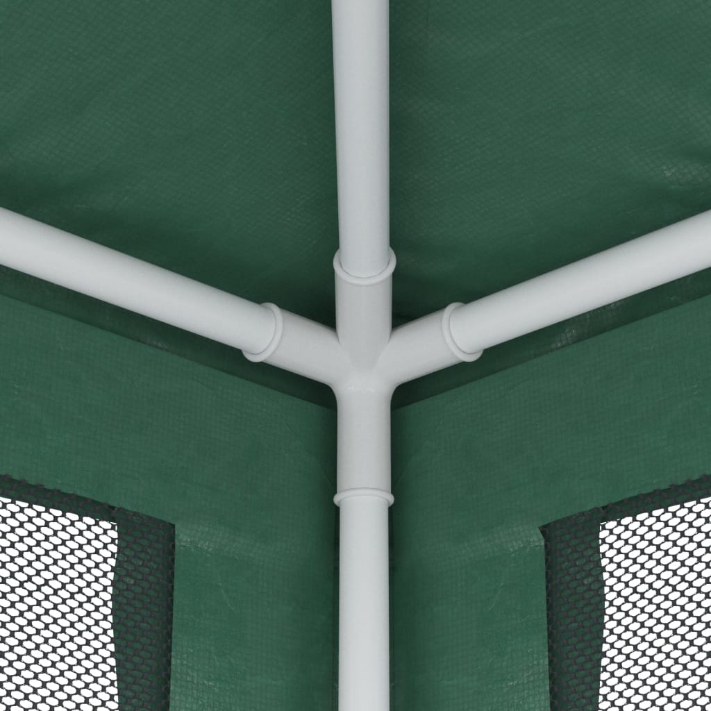Green 13.1'x13.1' HDPE Party Tent with 4 Mesh Sidewalls W42599