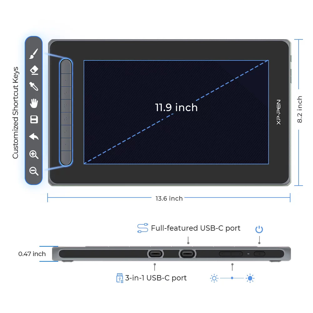 Pink 11.9in Graphics Display Digital Tablet O739