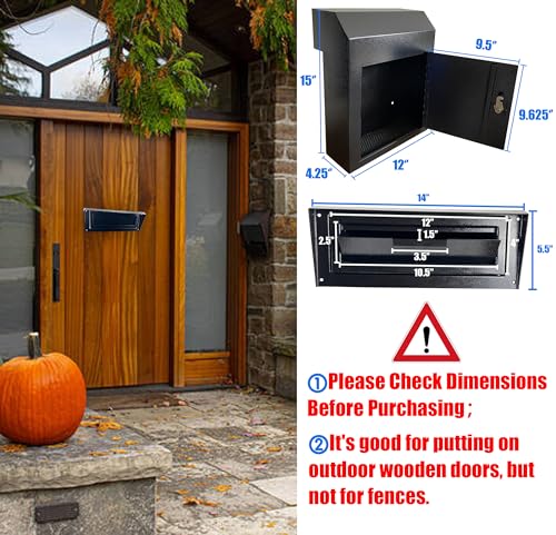 Black Galvanized Steel Locking Mailbox Door Drop Box F549806