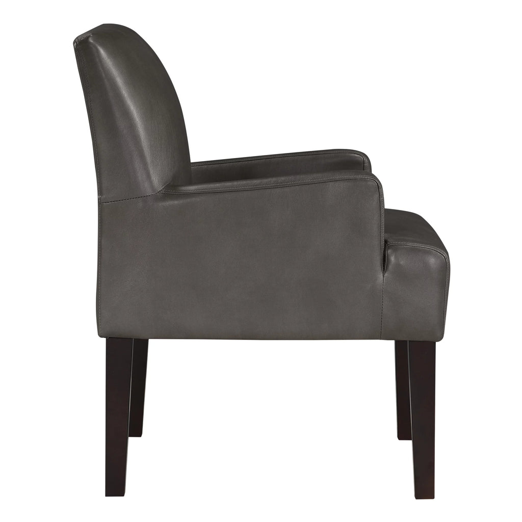 Pewter Faux Leather Guest Chair D3950