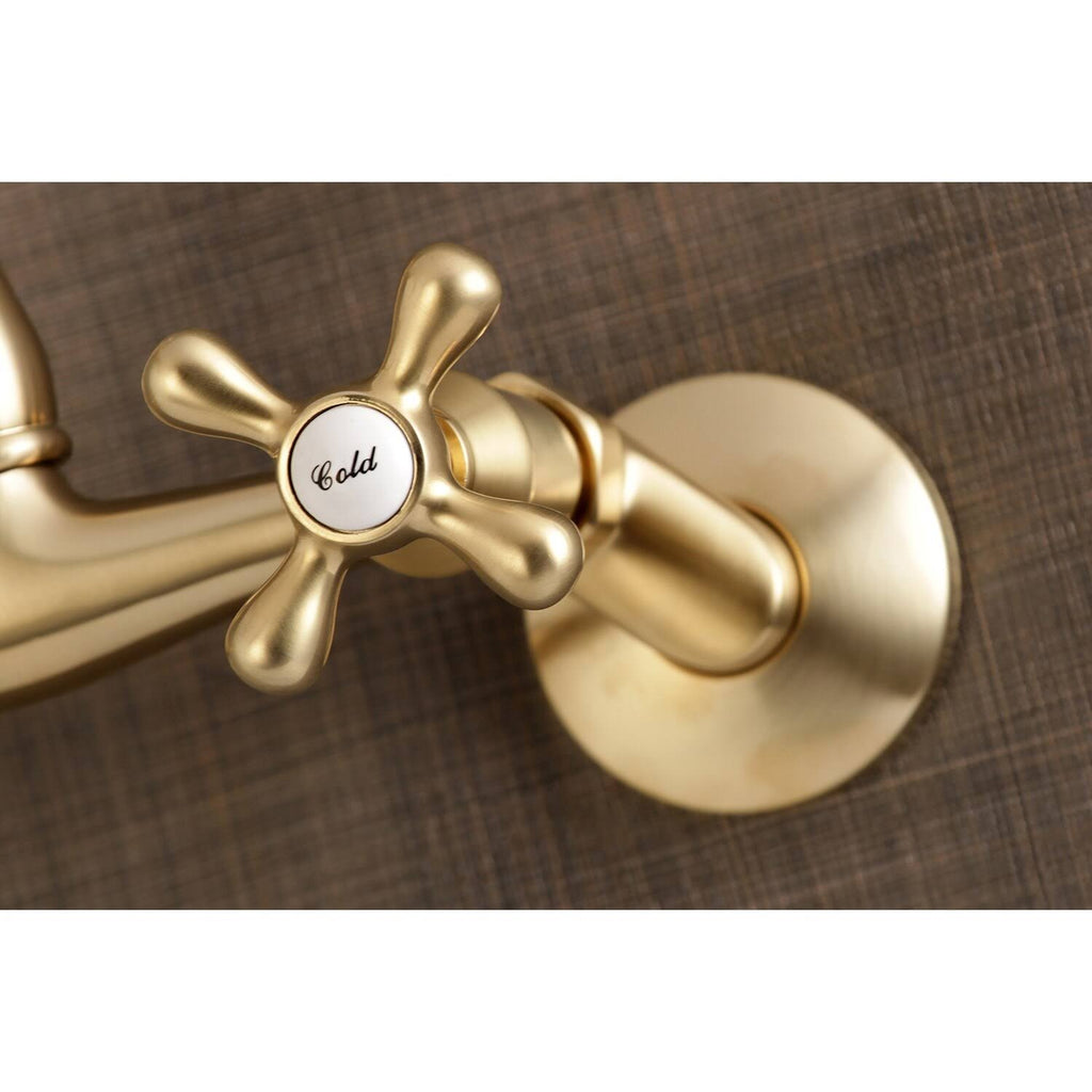Brushed Brass Adjustable Wall Mount Kitchen Faucet E522