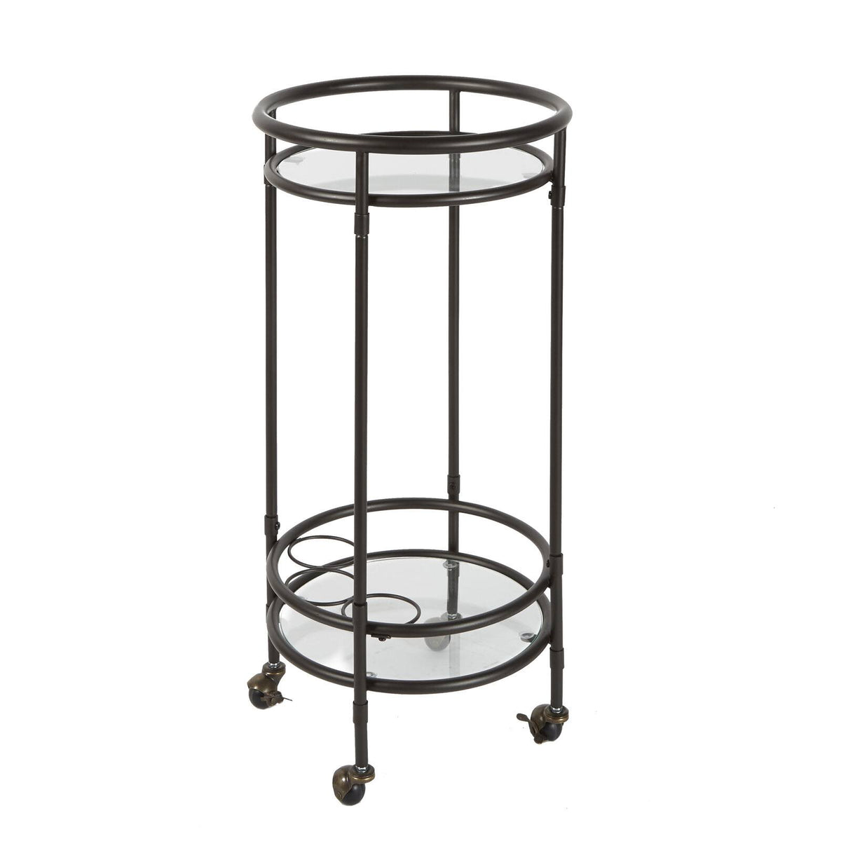Black Rolling Barcart with Glass Shelf U103