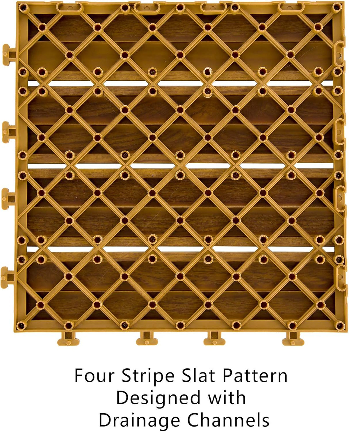 9PCS Aluminum Interlocking Deck Patio Tiles, 12” x 12” Wood Acacia B433