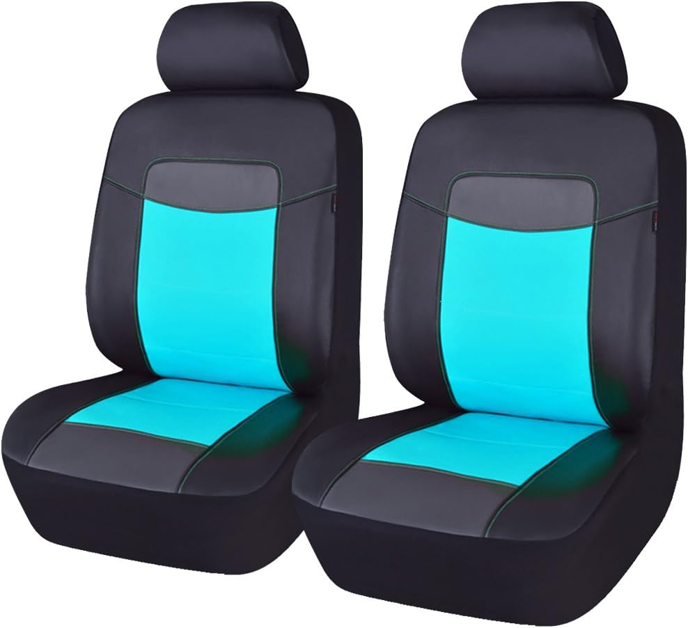 Black Leather Car Seat Covers Full Set Pack of 2 M823304