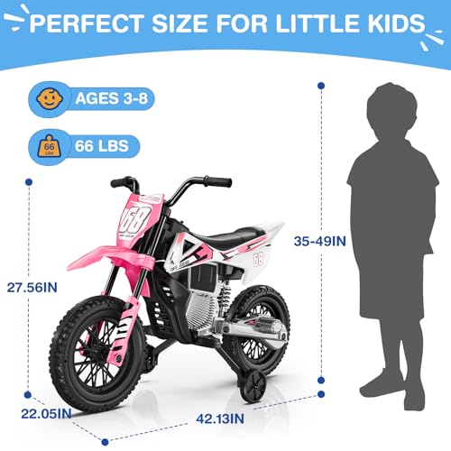 12V Kids Motorcycle with Training Wheels W74164