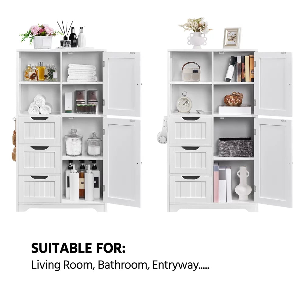 White 3 Drawer Wooden Bathroom Storage Cabinet M967968