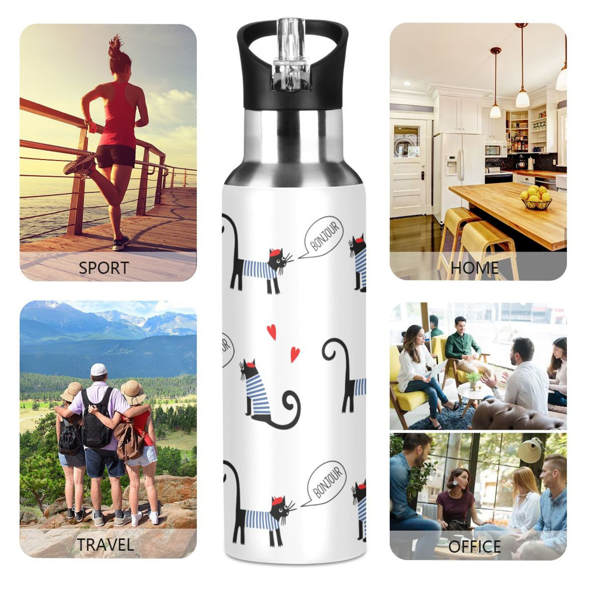Stainless Steel Insulated Water Bottle with Straw Lid Q4790