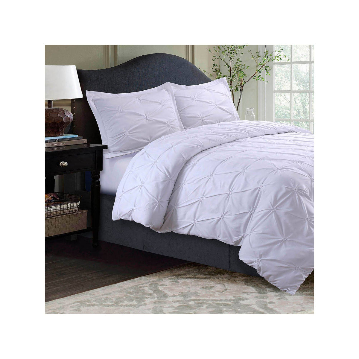 King White Microfiber Oversized Duvet Cover Set J378598