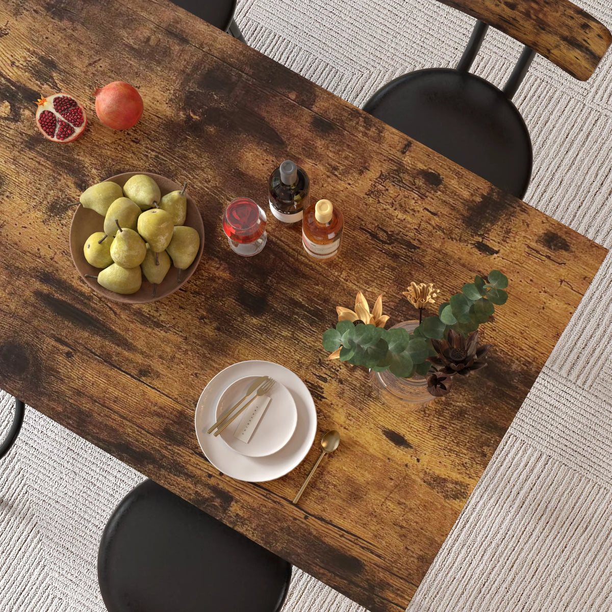 5 Piece Bar Height Dining Table Set with Upholstered Stools C302072