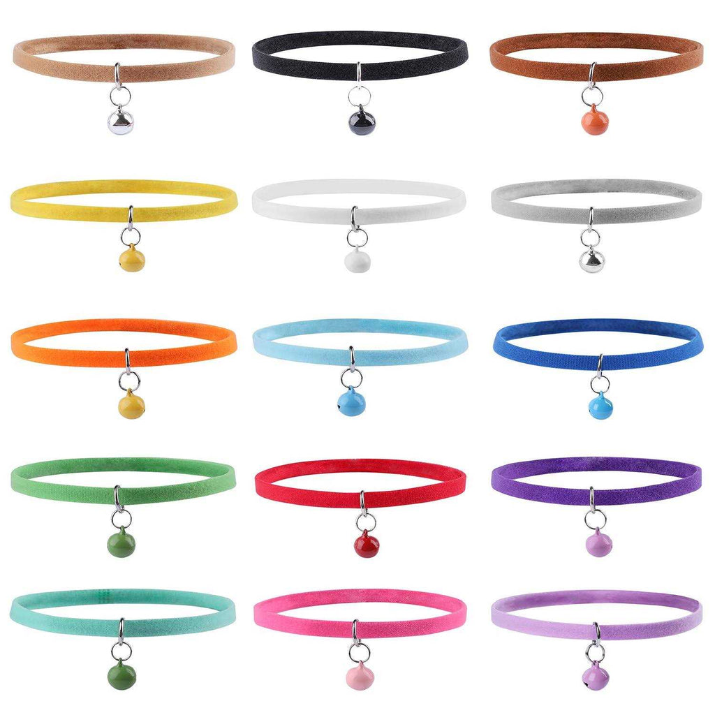 15 Pc Double Sided Plush Puppy Id Collars with Bells B602