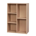 Light Brown 5-Compartment Wood Bookcase Storage Shelf Q52191