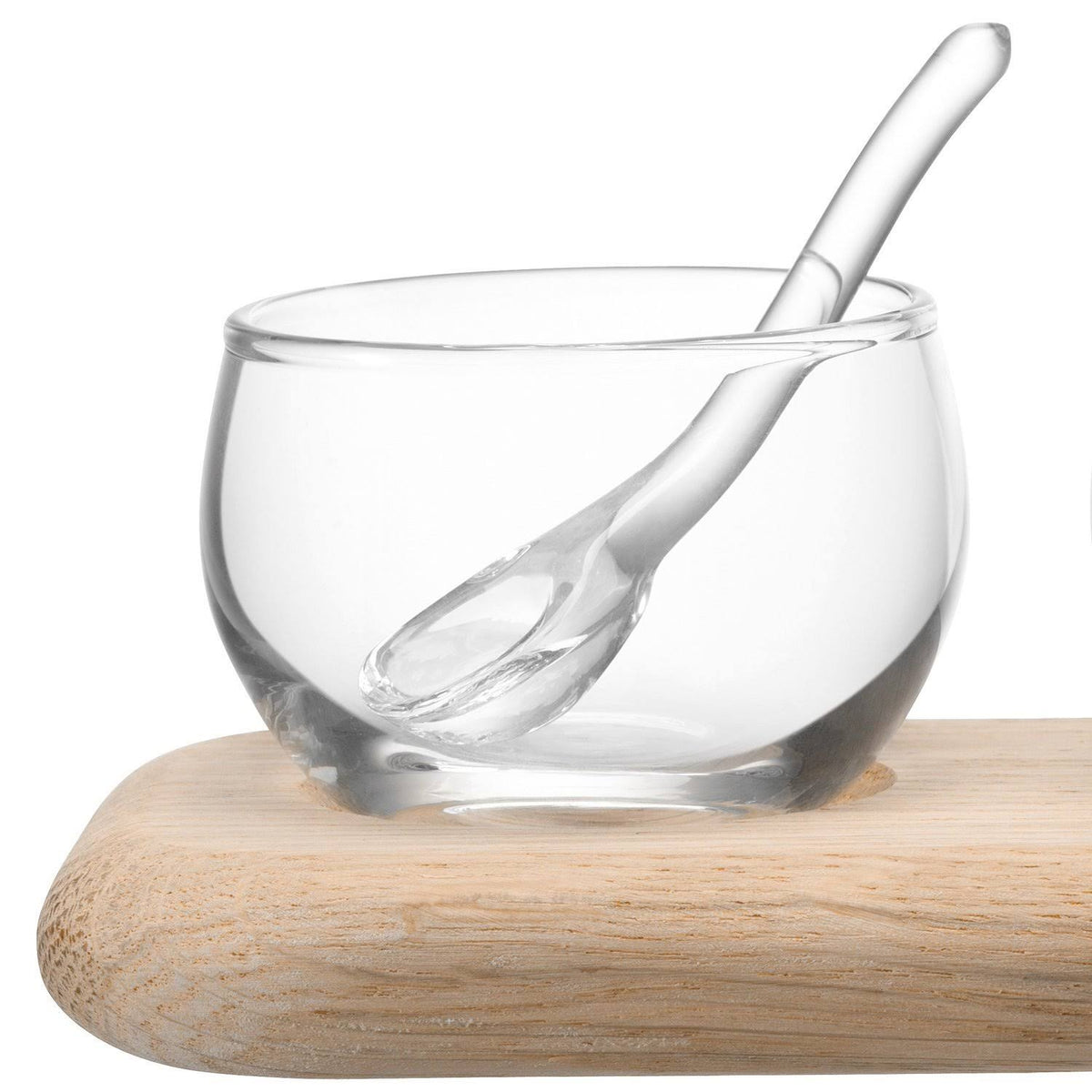 Clear Condiment Set with Oak Base 25.5cm L385