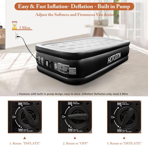 Twin Air Mattress with Built-in Pump, 18" Foldable Blue Air Bed W9719