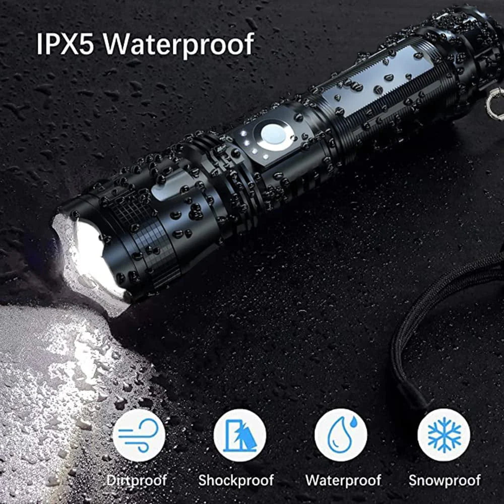 100000 High Lumens Usb Rechargeable Waterproof Flashlight K785