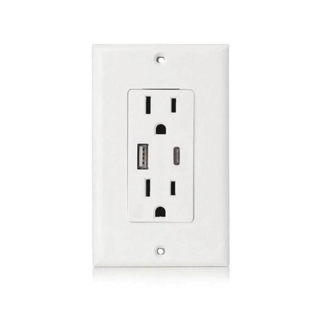 2-Pack Duplex Outlet Receptacle with 2 USB Ports, 4.8 Amp W156368