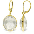14K Yellow Gold Leverback Earrings with White Topaz I69180