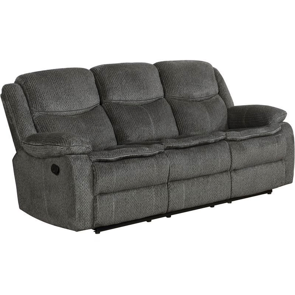 Charcoal Upholstered Motion Sofa with Drop-down Table M1143