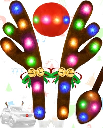 Christmas Reindeer Antlers Car Decoration Kit IP44 Waterproof LED Lights Multicolor Z5014