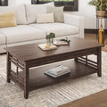 Espresso Wood Coffee Table with Storage Shelf W587