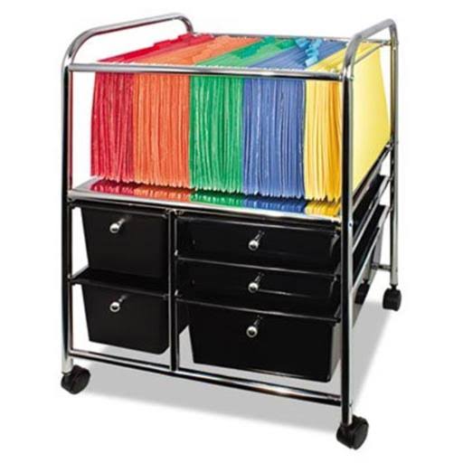 Black File Cart with Five Storage Drawers U3935