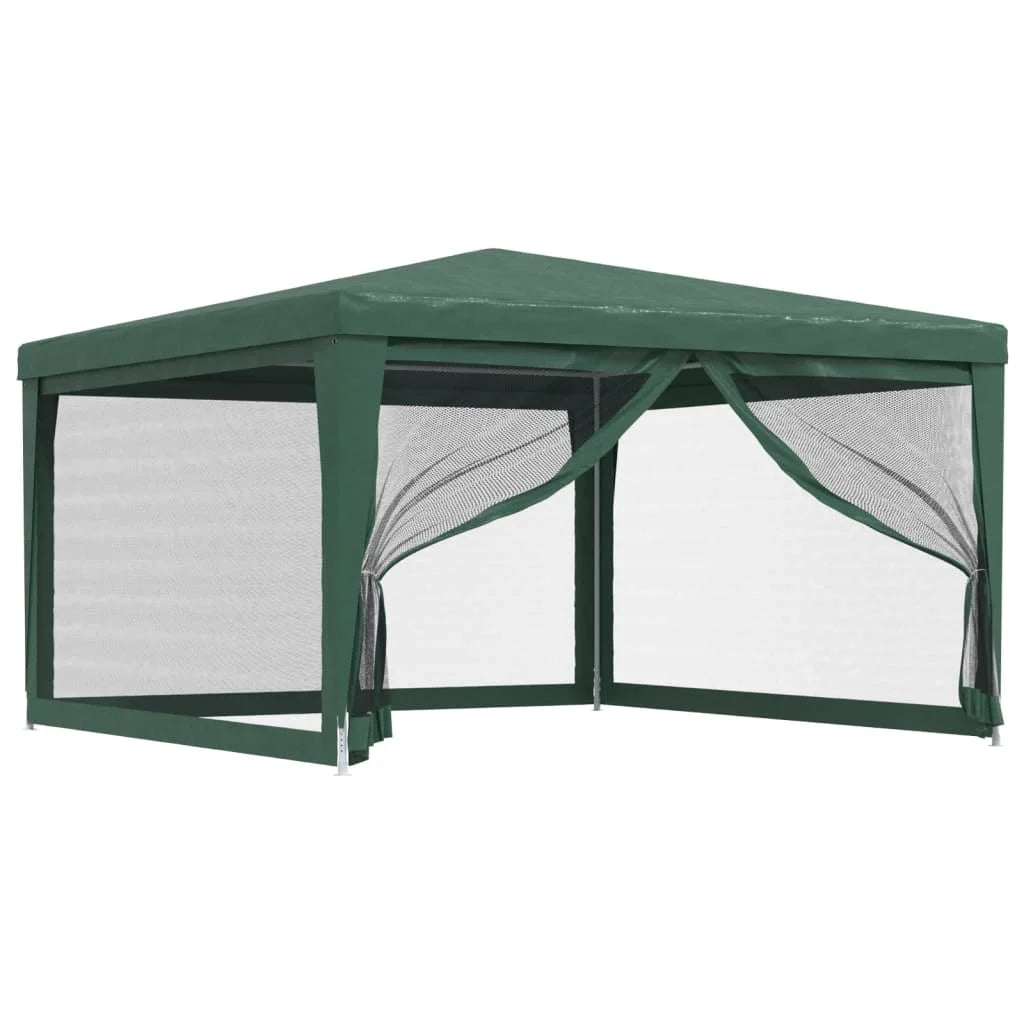 Green 13.1'x13.1' HDPE Party Tent with 4 Mesh Sidewalls W42599