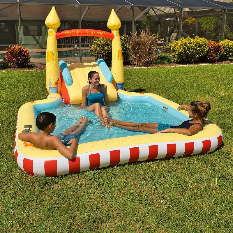Inflatable Pool with Sprinkler Arch Over 5 ft Tall K414415