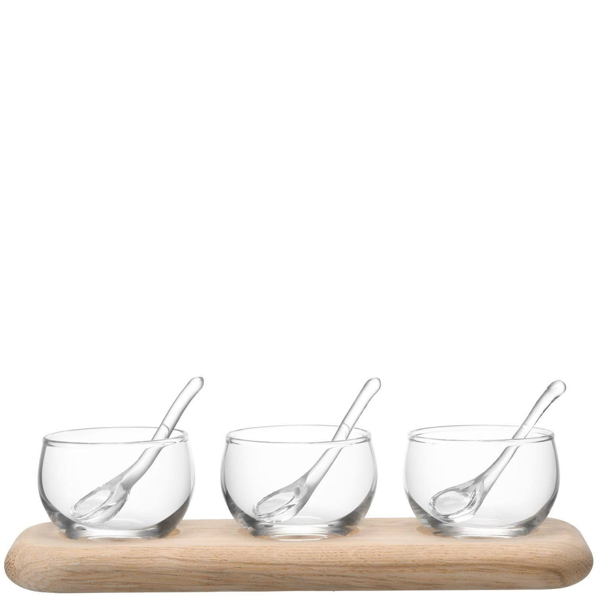 Clear Condiment Set with Oak Base 25.5cm L385