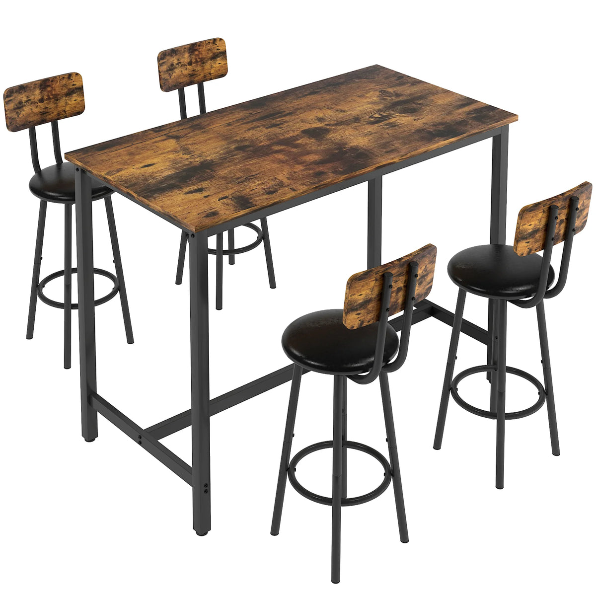 5 Piece Bar Height Dining Table Set with Upholstered Stools C302072