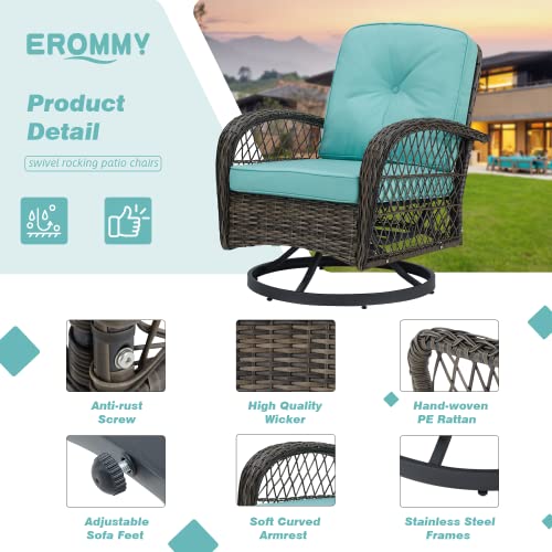 3 Pieces Wicker Patio Bistro Set with Rocking Chair and Glass Coffee Table J272062