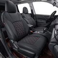 Black/Red Leatherette Full Set Car Seat Covers Q206803