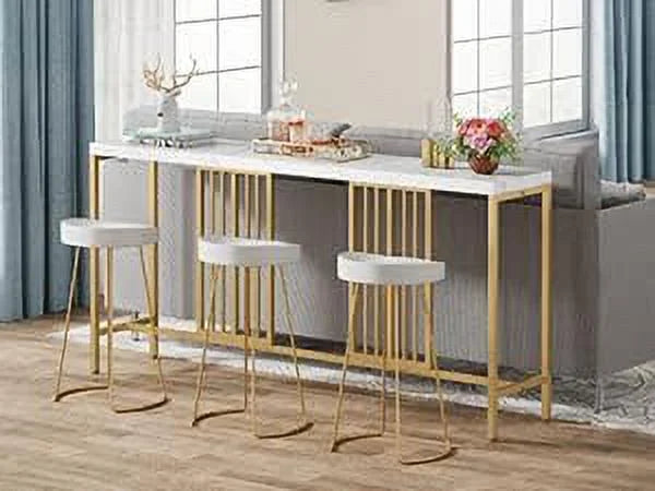 70.9 Inch Extra Long White and Gold Console Table T255