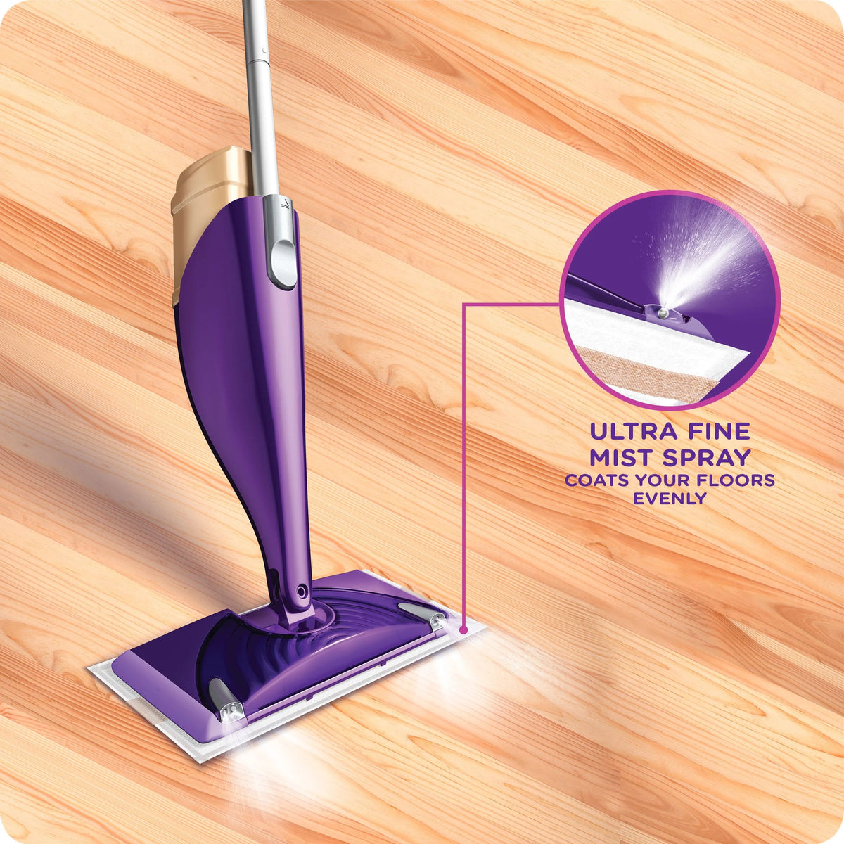 Wood Mop Starter Kit (1 Mop, 5 Pads, 1 Floor Cleaning Solution) Z591086