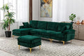 Purple 114 Inch Fabric Upholstered Modular Sectional Sofa with Chaise Lounge Ottoman and 2 Pillows D904575