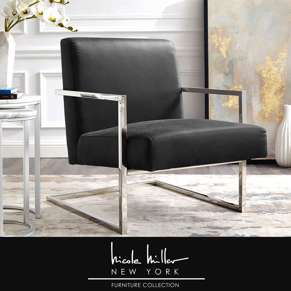Charcoal PU Leather Accent Chair N671382