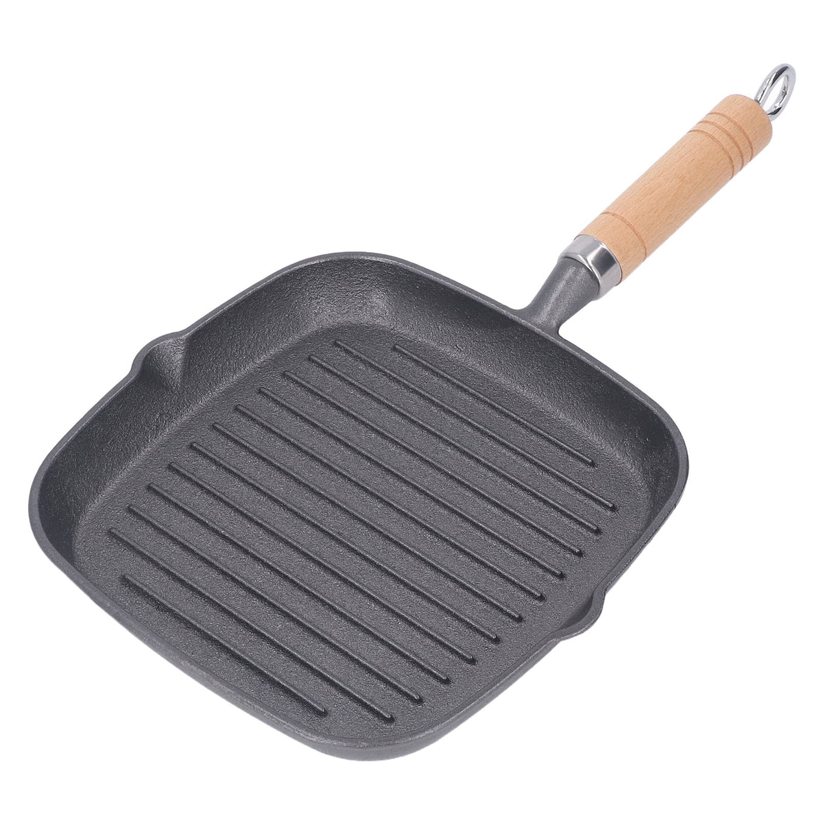 Cast Iron Grill Pan with Wooden Handle C756