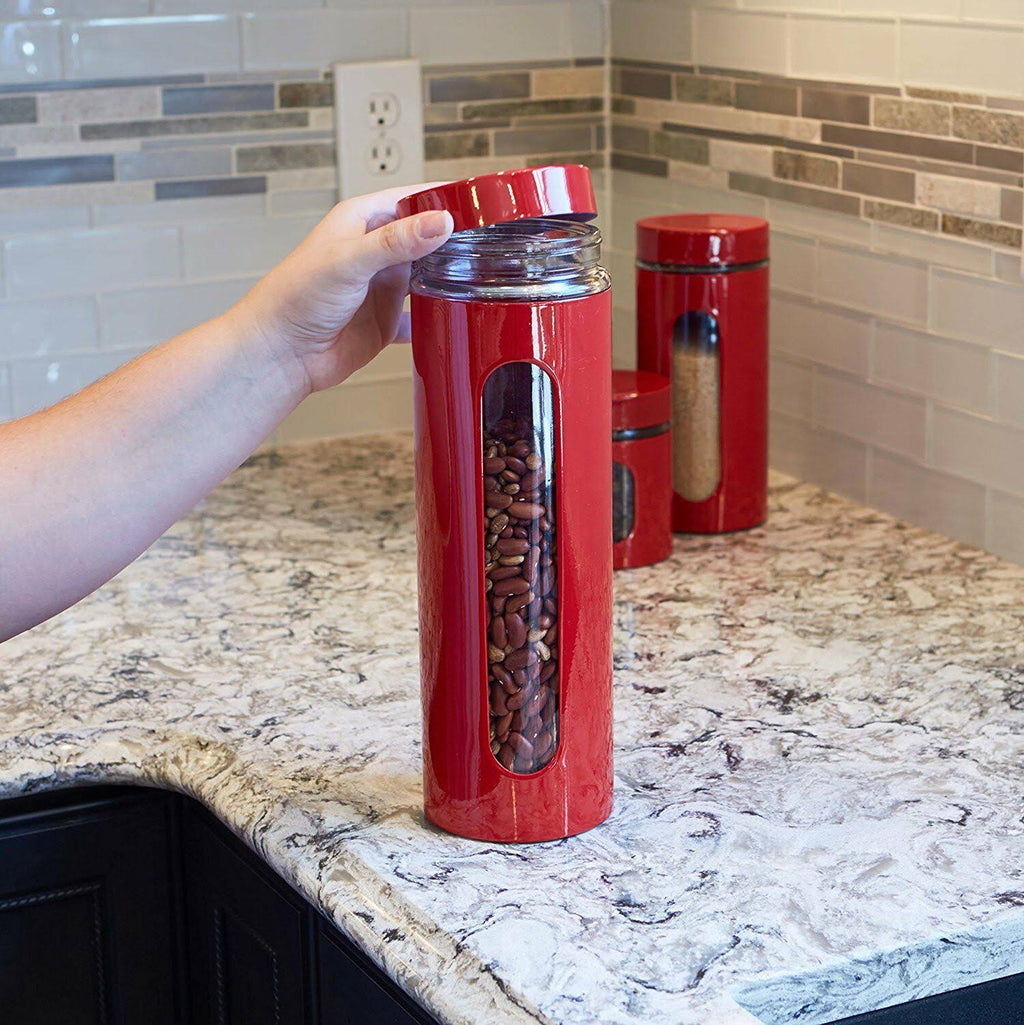 Glass and Stainless Steel Canister Set Z105