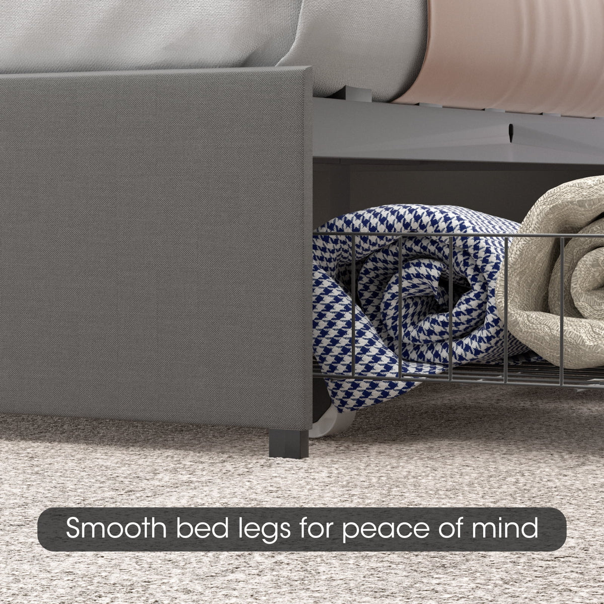 Queen Size Upholstered Platform Bed Frame with 4 Storage Drawers G7642