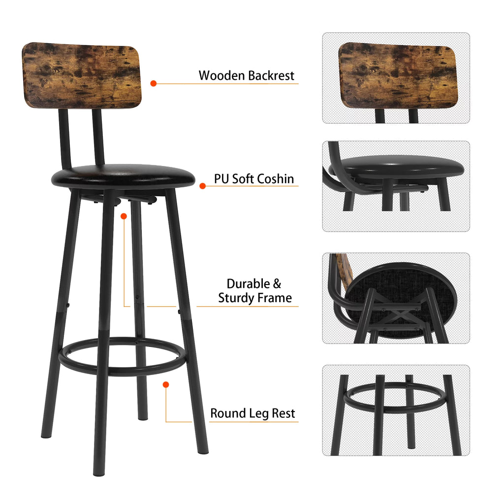 5 Piece Bar Height Dining Table Set with Upholstered Stools C302072