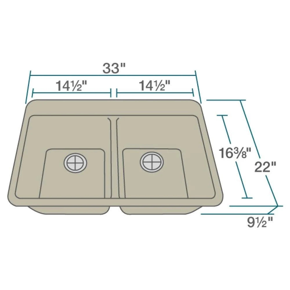 Quartz Granite Double Basin Drop-In Kitchen Sink with Basket Strainers U4902