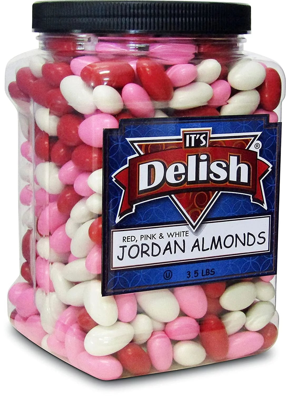 Red Pink & White Jordan Almonds Mix, 3.5 LBS Jumbo Container N66647