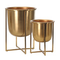 Gold Metal Frame Glass Planter Set of 2 U13268