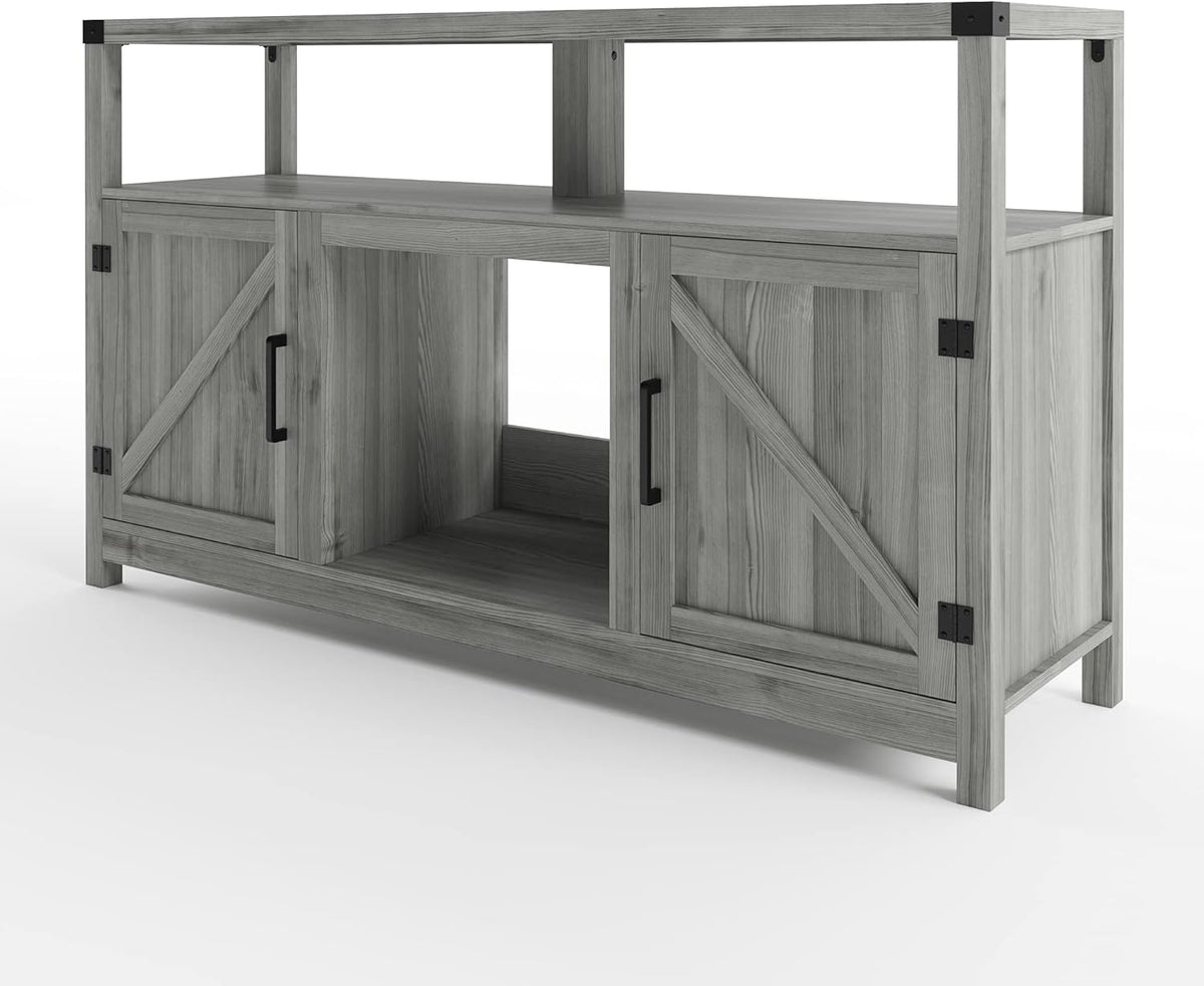 Farmhouse TV Stand with 2 Cabinets and Fireplace I938