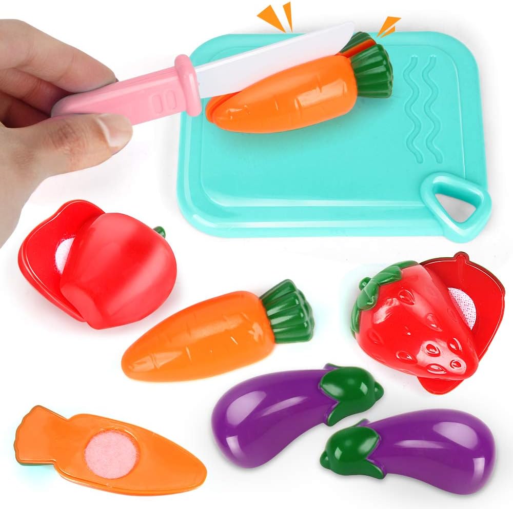 Kids Assorted Kitchen Appliance Toys, Pretend Kitchen Toy Set Includes Coffee Maker, Blender and Toaster, Cutting Play Food and Kitchen Utensils Accessories K660