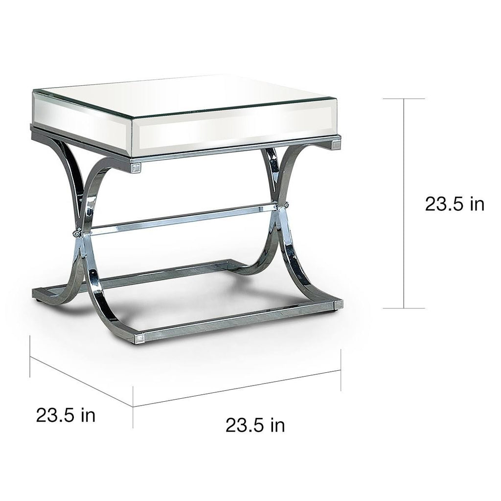 Chrome Metal Square End Table Z37304