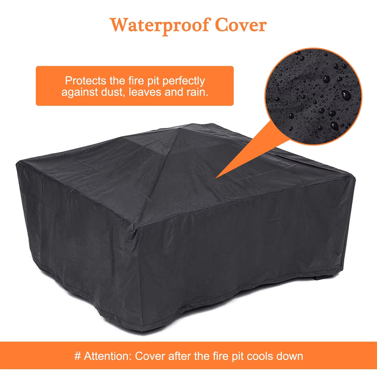 32 inch Square Metal Fire Pit Table with Cover I662879
