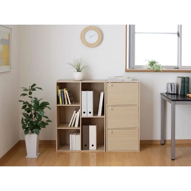 Light Brown 5-Compartment Wood Bookcase Storage Shelf Q52191