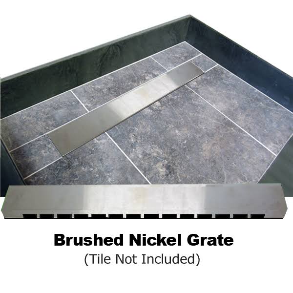 Double Curb Shower Pan with Center Trench Drain L304