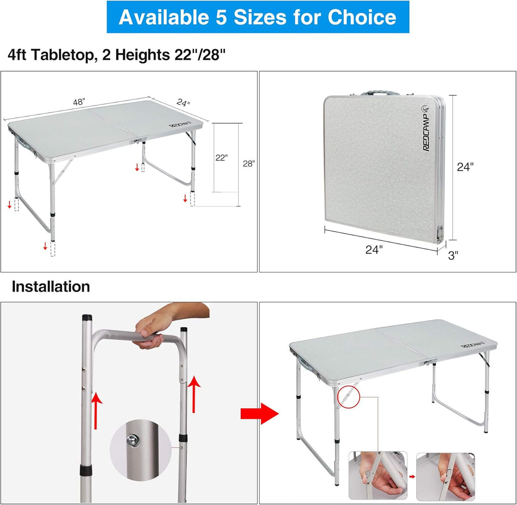 Folding Camping Table, 3ft Portable Aluminum Outdoor Table W820