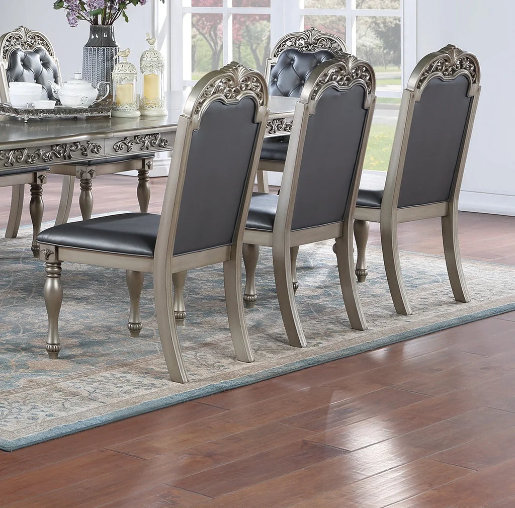 Set of 2 Grey Upholstered Dining Chairs I3549